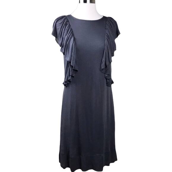 DEVELOPMENT ERICA DAVIES Brown Shift Jersey Dress Flutter Sleeve Viscose Silk 0 - Picture 9 of 9